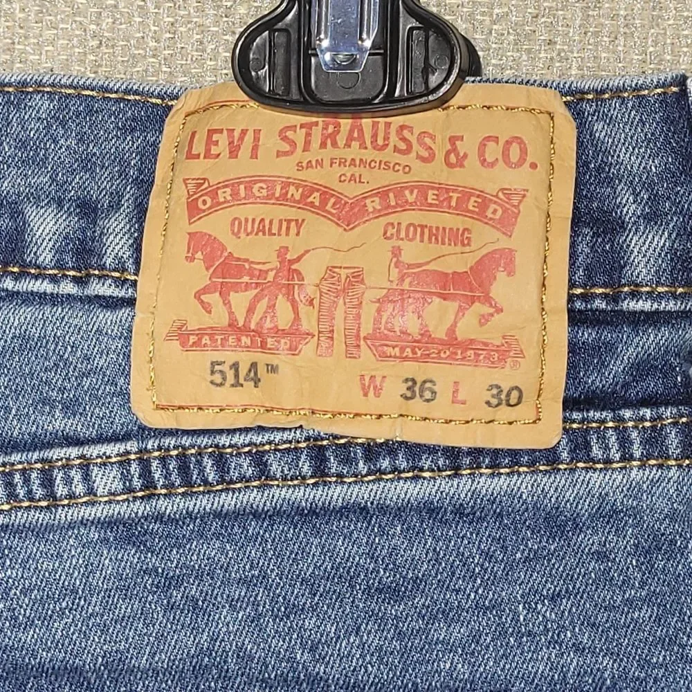 Levi's 514 Mens W36 L30 Straight Blue Denim Jeans